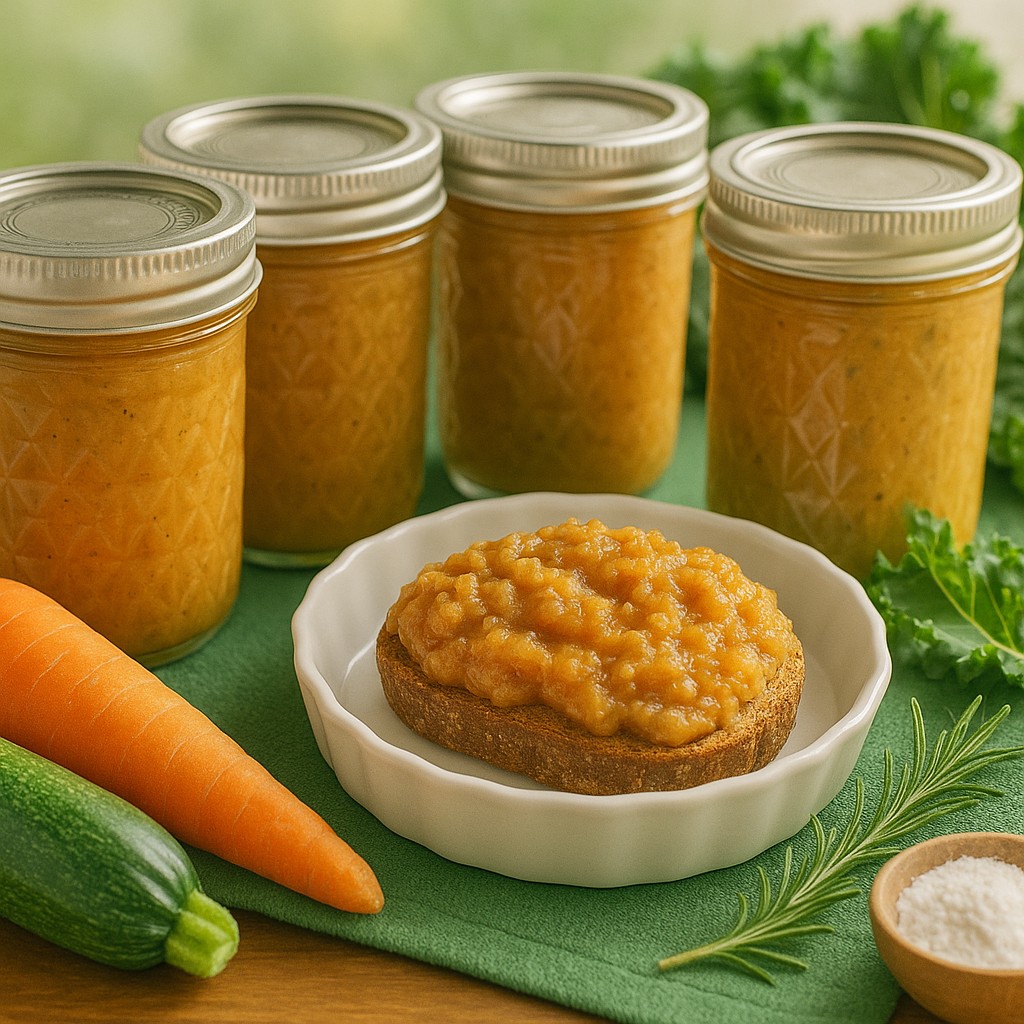 AIP-friendly Carrot and Zucchini Spread in a jar, made with carrots, zucchini, and no-tomato sauce. Perfect for an Autoimmune Protocol snack