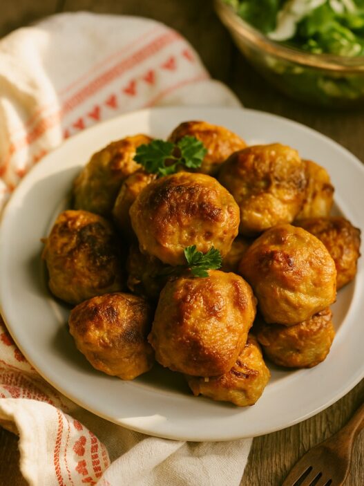 AIP Romanian Meatballs (Chiftelute) in a bowl, a gluten-free AIP recipe for autoimmune health.