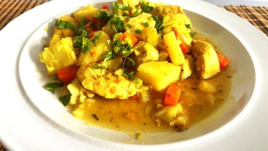 AIP Chicken Stew with tender chicken, sweet potatoes, carrots, and celery, supporting gut health and managing autoimmune conditions.