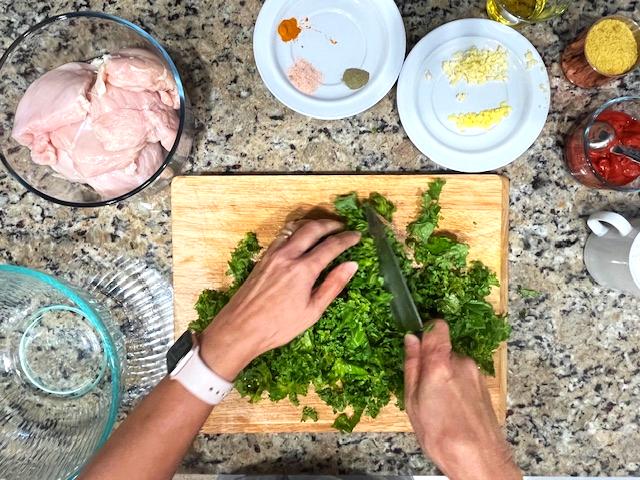 AIP-friendly Creamy no-tomato chicken dinner, a blend of anti-inflammatory spices and ingredients.