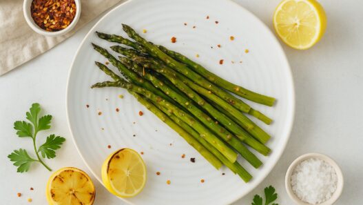 Easy Roasted Asparagus with lemon, sea salt, red pepper flakes, and parsley – anti-inflammatory, paleo, whole30, low-carb, AIP side dish