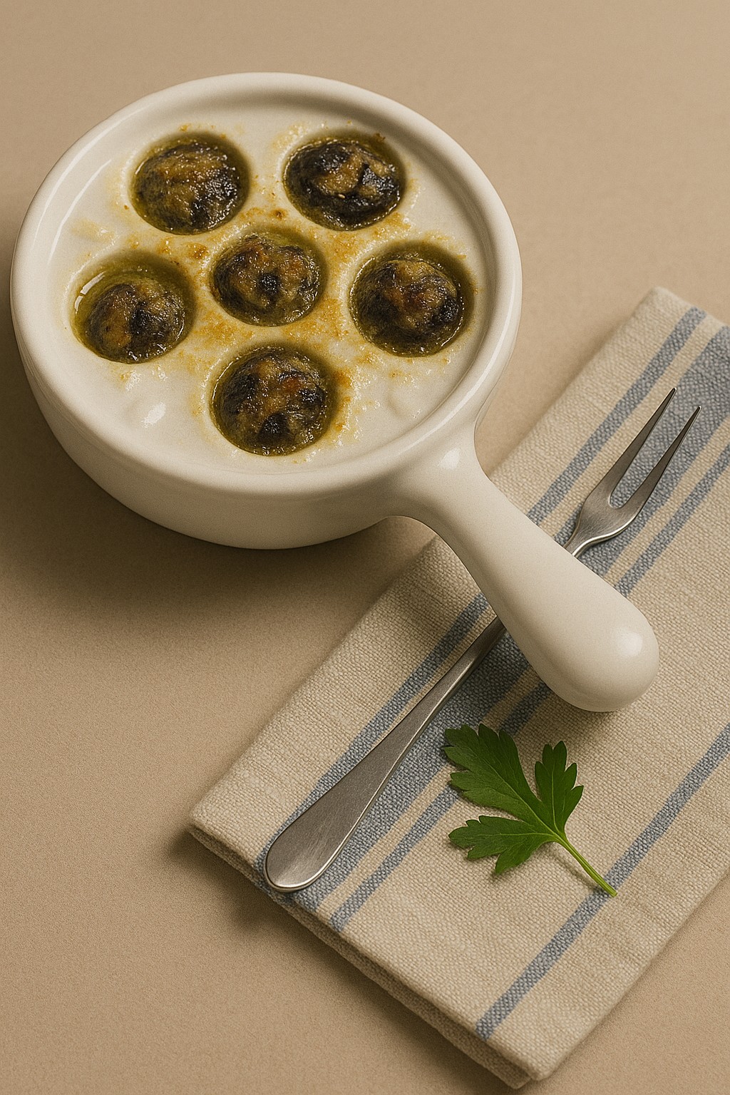 AIP Garlic Escargots served with fresh herbs and a drizzle of olive oil, showcasing a flavorful autoimmune-friendly dish