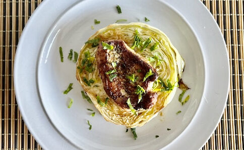 AIP Pork and Cabbage Steaks with seared pork chops and roasted cabbage, a perfect Autoimmune Protocol dinner