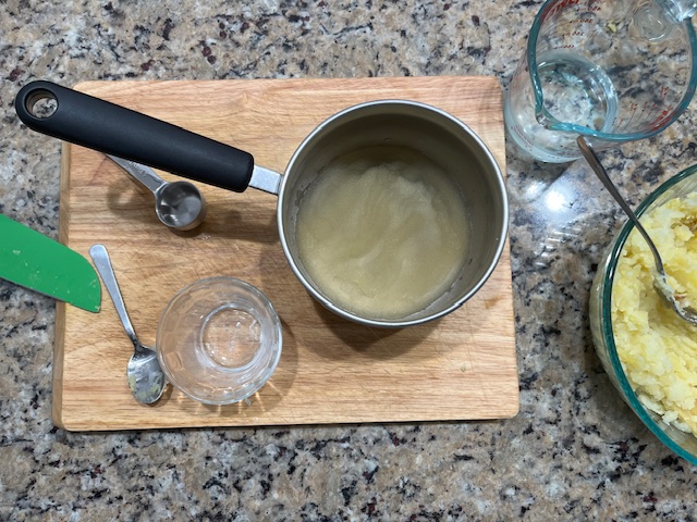 Mashed sweet potatoes mixed with coconut flour and gelatin eggs, ready to be shaped into AIP-friendly cups for a healthy, gluten-free appetizer.