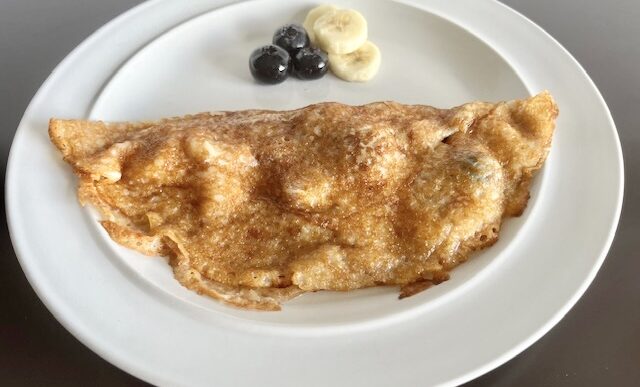 Blueberries and banana crepes, gluten-free, dairy-free, perfect breakfast or dessert.