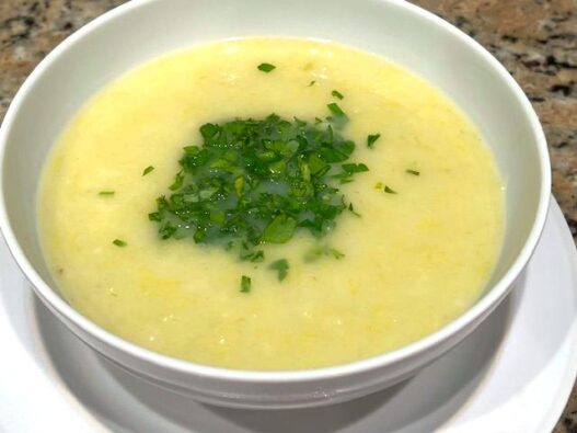 Creamy AIP Vichyssoise Soup made with leeks, sweet potatoes, and coconut cream, gluten-free and nightshades-free, a healing and anti-inflammatory recipe perfect for the autoimmune protocol diet.