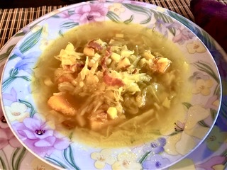 AIP-friendly Cabbage and Bacon Soup with nutrient-rich vegetables, perfect for autoimmune gastritis and supporting digestive health.