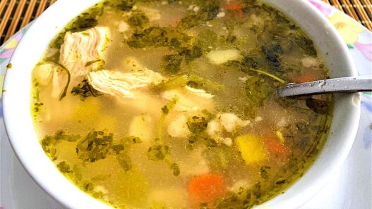 AIP Chicken Soup/Borscht with tender chicken, vibrant root vegetables, and a gut-healing, nutrient-rich bone broth, perfect for the chronic diseases healing.