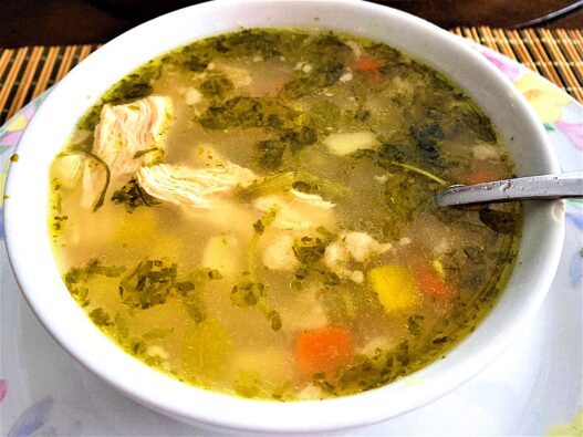 AIP Chicken Soup/Borscht with tender chicken, vibrant root vegetables, and a gut-healing, nutrient-rich bone broth, perfect for the chronic diseases healing.