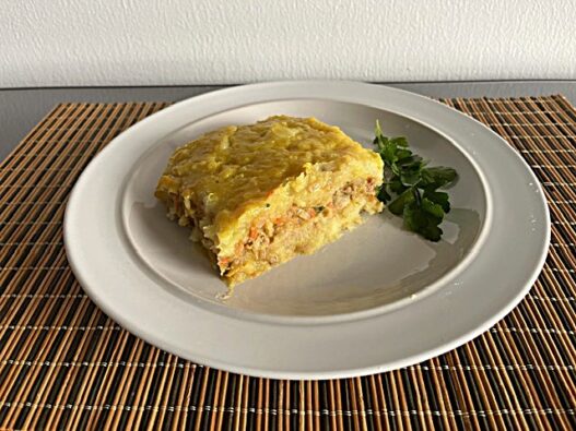 AIP Turkey and Mashed Sweet Potato Moussaka, a nutritious, anti-inflammatory dish for autoimmune disease management and gut health. Gluten-free, dairy-free, and nightshades-free.