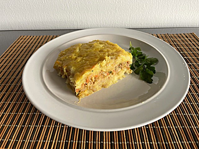 AIP Turkey and Mashed Sweet Potato Moussaka, a nutritious, anti-inflammatory dish for autoimmune disease management and gut health. Gluten-free, dairy-free, and nightshades-free.