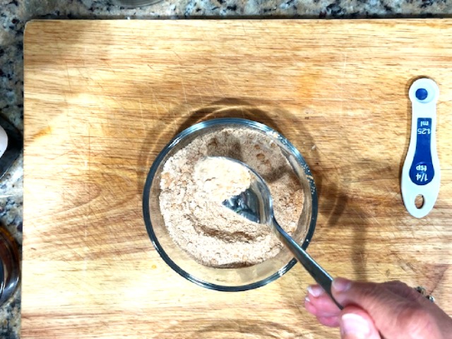 Mixing dry ingredients for Carob and Green Banana Flour Cookies – AIP, gluten-free, paleo, healthy baking, immune-boosting cookies.