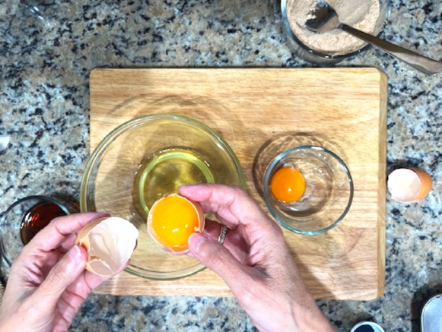 Separating egg whites for Carob and Green Banana Flour Cookies – AIP, gluten-free, paleo, healthy baking, autoimmune-friendly recipe.