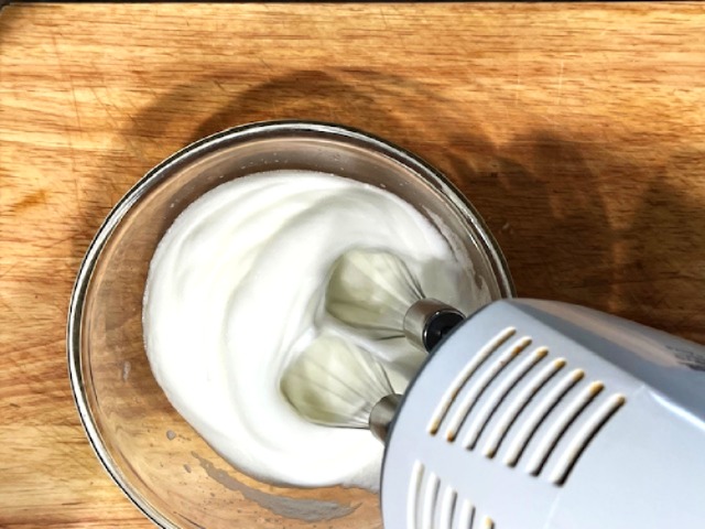 Whisking egg whites for Carob and Green Banana Flour Cookies – AIP, gluten-free, paleo, healthy baking, immune-boosting cookies.