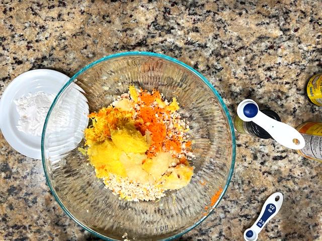 Mixing the ingredients for cashew veggie meatballs – a healthy, gluten-free, and AIP-friendly option for a plant-based meal.