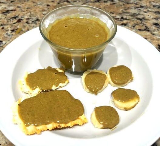 Pumpkin Seed Butter spread on AIPcrackers and banana rounds for a healthy, nut-free snack.