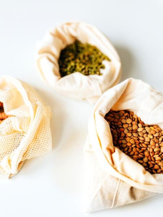 Bags of lentils and legumes, including chickpeas, for a healthy autoimmune-friendly diet.