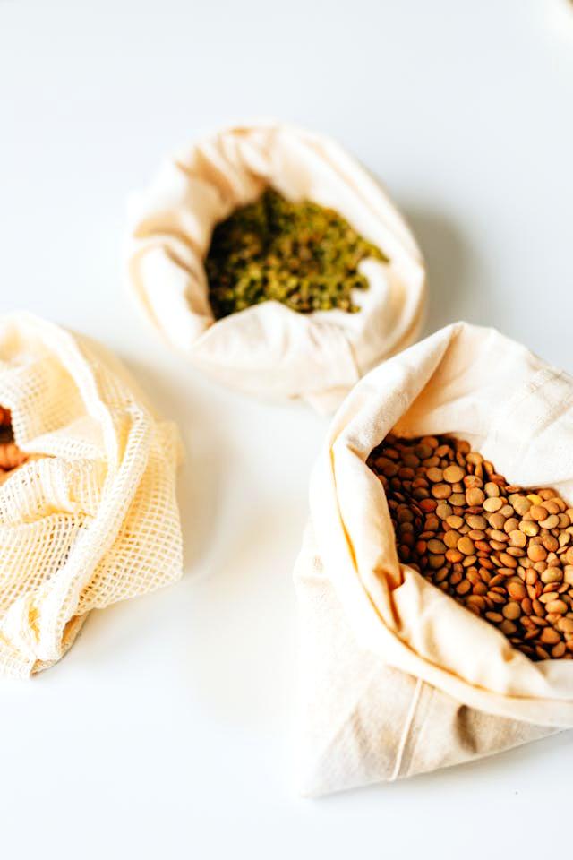 Bags of lentils and legumes, including chickpeas, for a healthy autoimmune-friendly diet.