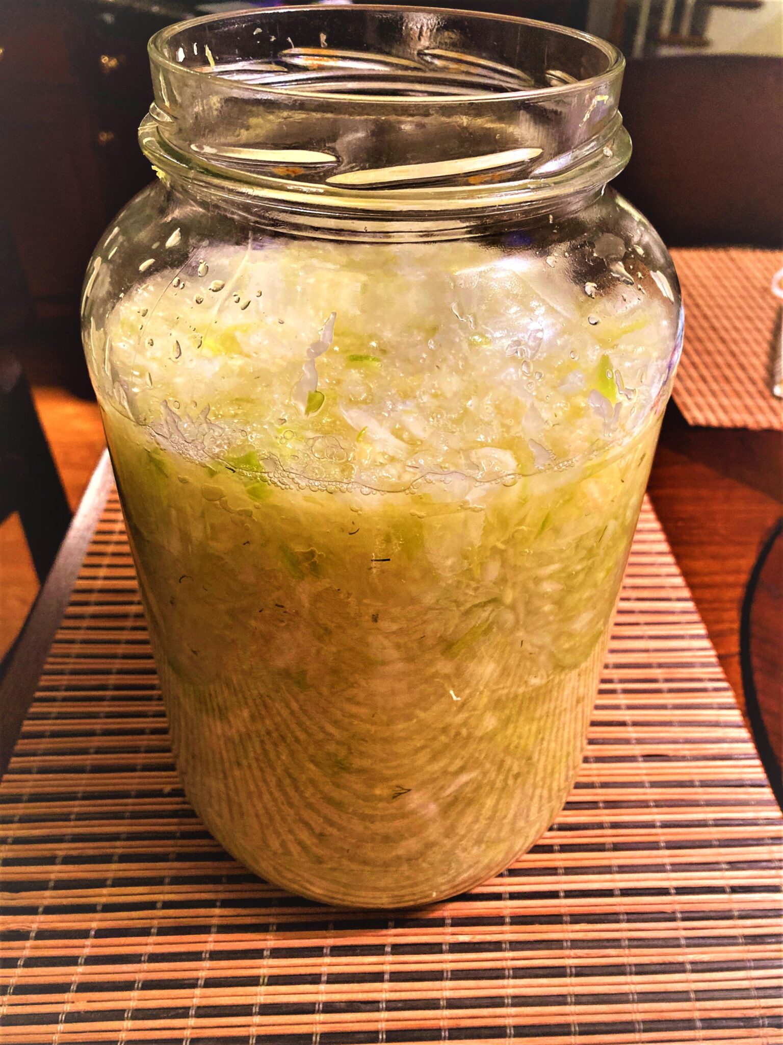 Homemade AIP Sauerkraut in a jar, fermented for gut health and rich in probiotics, perfect for autoimmune-friendly diets.