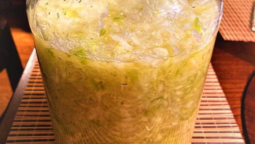 Homemade AIP Sauerkraut in a jar, fermented for gut health and rich in probiotics, perfect for autoimmune-friendly diets.