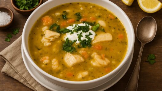 AIP Cioppino, a seafood stew made with shrimp, salmon, and mahi-mahi, in a rich tomato-free broth with carrots, onion, and herbs. Gluten and dairy free.