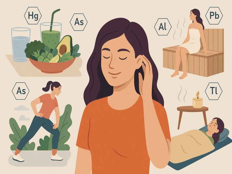 Detox for Autoimmune Wellness image showing a holistic approach with detox tools, healthy food, and lifestyle practices for inflammation, gut health, and toxin removal.
