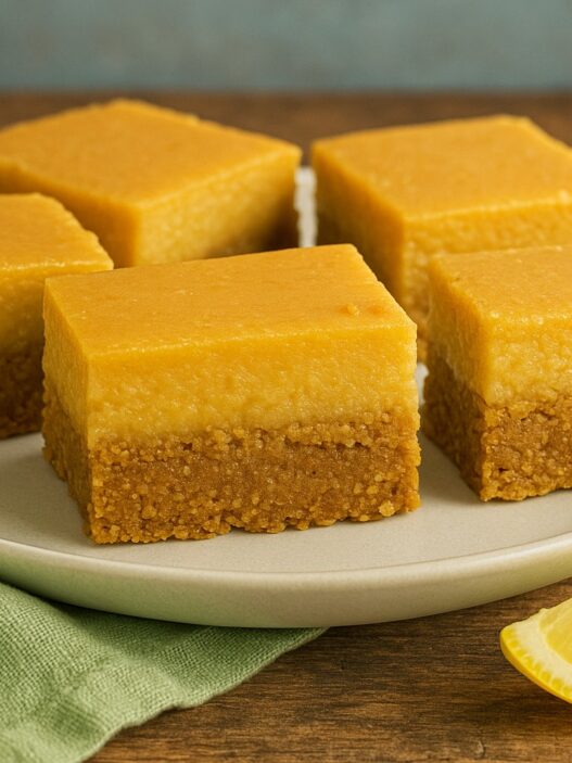 AIP Lemon Bars, No Coconut Flour – plate of gluten-free, dairy-free, egg-free lemon bars with tigernut crust, paleo, autoimmune protocol dessert