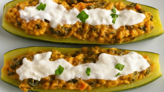 AIP Zucchini Boats free of nightshades, gluten and dairy, made with turkey, kale, and mushrooms for gut health and autoimmune diet support.
