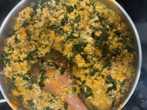 Ground turkey with kale, onion, carrot, celery, and mushrooms cooking for AIP Zucchini Boats, a gluten free, dairy free, nightshades free recipe.