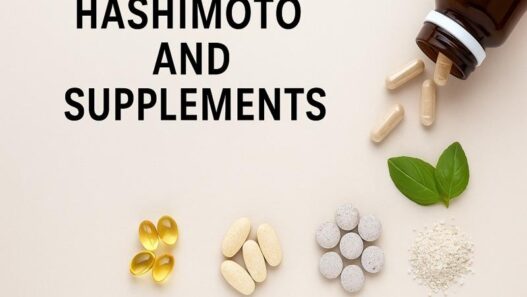 Hashimoto and supplements guide with vitamins, minerals, thyroid health capsules, autoimmune support nutrients, and natural healing approach