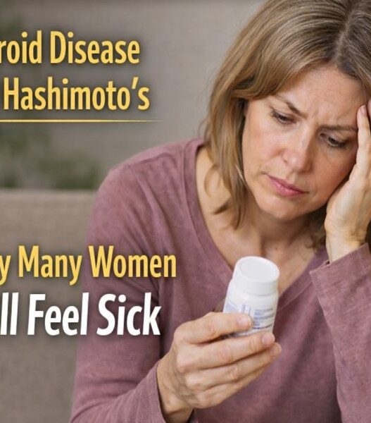 Levothyroxine and Hashimoto's woman holding thyroid medication bottle while feeling fatigued and confused about persistent symptoms despite treatment